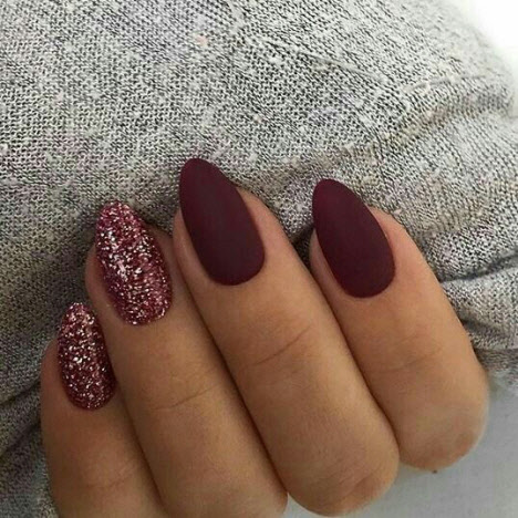 Matte manicure combined with glitter 2019-2020