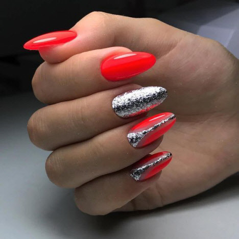 Beautiful red glitter manicure