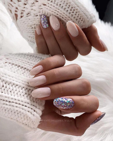 Nude + silver sequins
