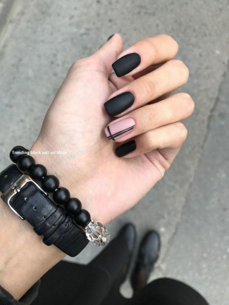 Matte manicure in dark colors