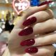 Marsala manicure for long nails