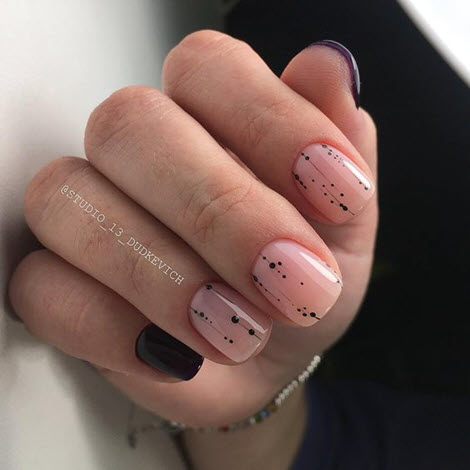 Nude manicure with dots