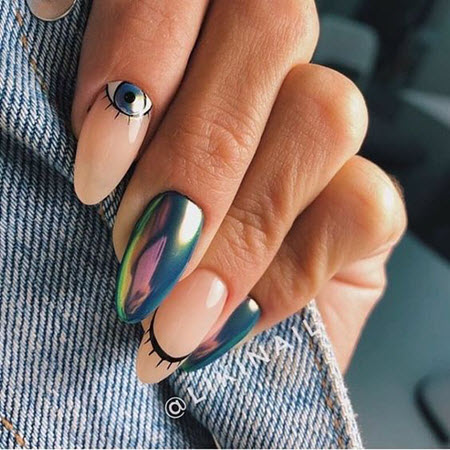 Diseño de manicura de uñas largas.