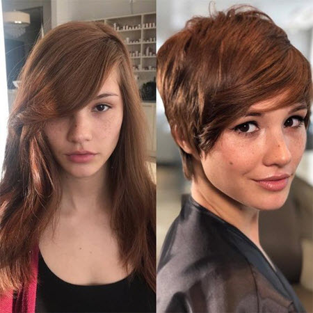 Pixie haircut: before and after photos