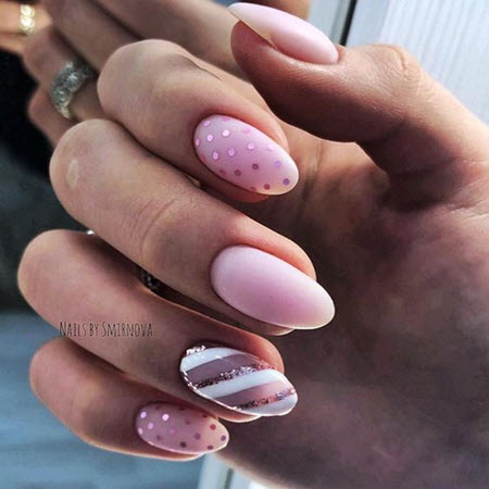 Photo of pink manicure for almond nails 2019-2020