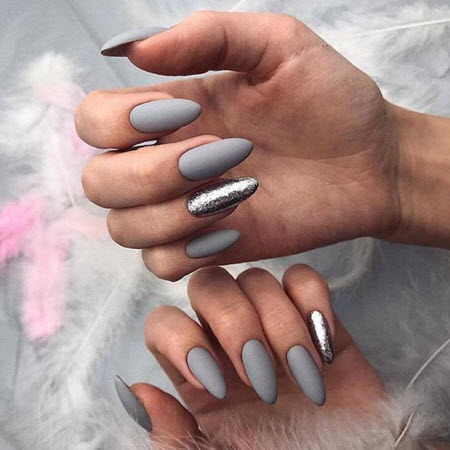 Matte gray manicure