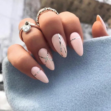 Photo of pink manicure for almond nails 2019-2020