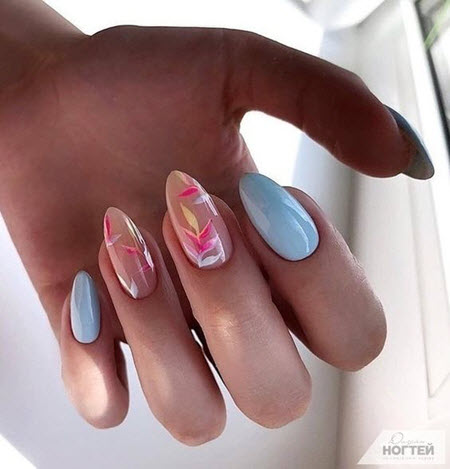Blue manicure with rub