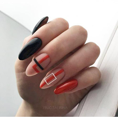 Geometry manicure on oval nails