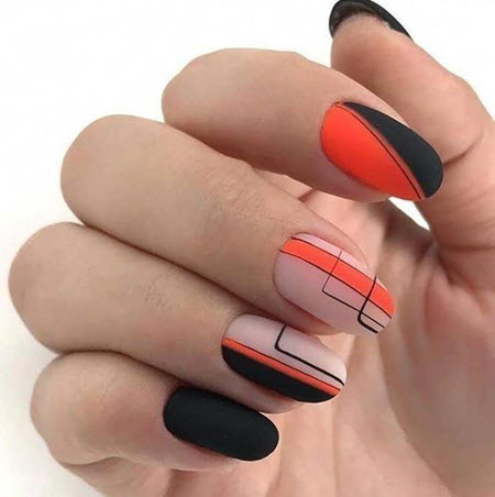 Geometry manicure on oval nails