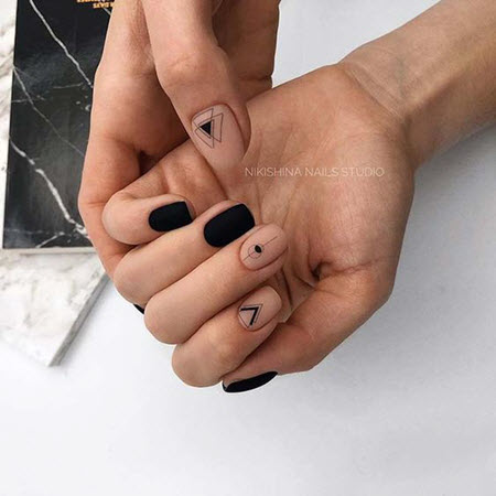 Geometry manicure design for very short nails