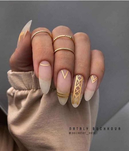 Stylish manicure with foil patterns