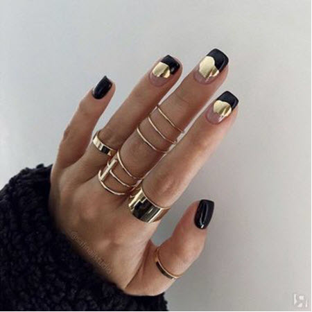 Dark manicure with foil