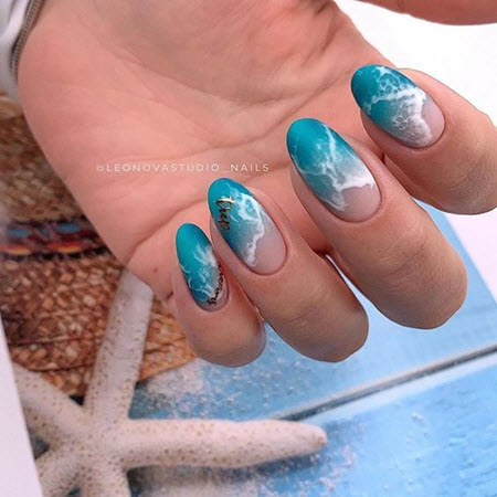 Summer manicure in a nautical style