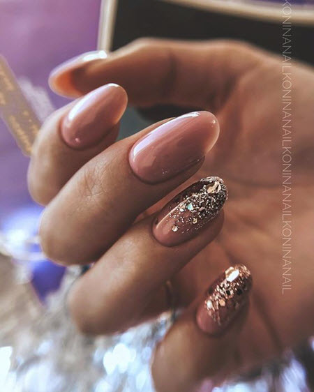 Photo of nail design with gold on long nails