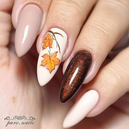 Photo manicure autumn for short and long nails