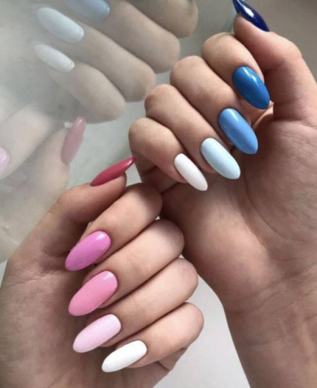 Photo of multi-colored manicure for long nails