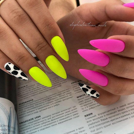 Photo of multi-colored manicure for long nails
