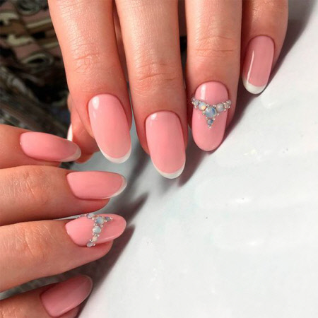 French manicure with stones
