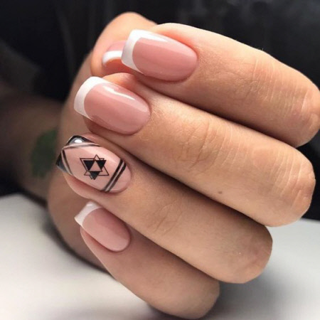French manicure with a pattern