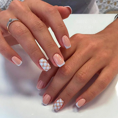 French manicure with a pattern