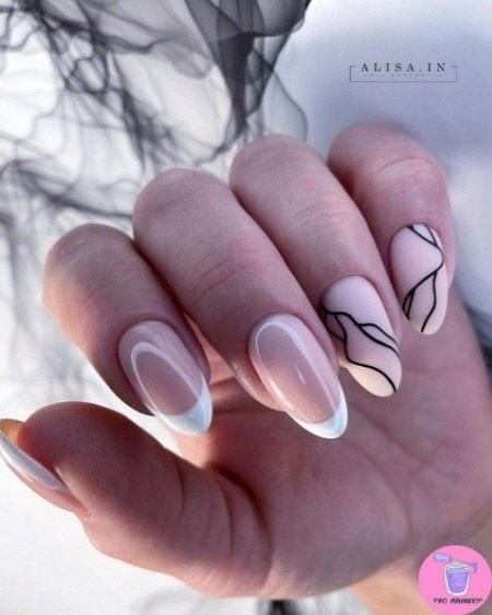 French manicure with designs: